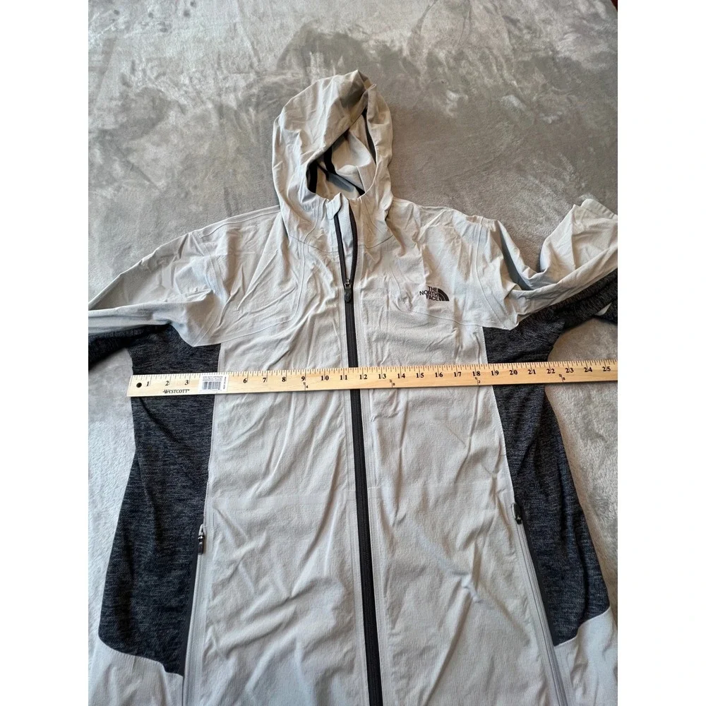 The North Face Windbreaker Jacket Mens Large Gray Black Full Zip Hooded